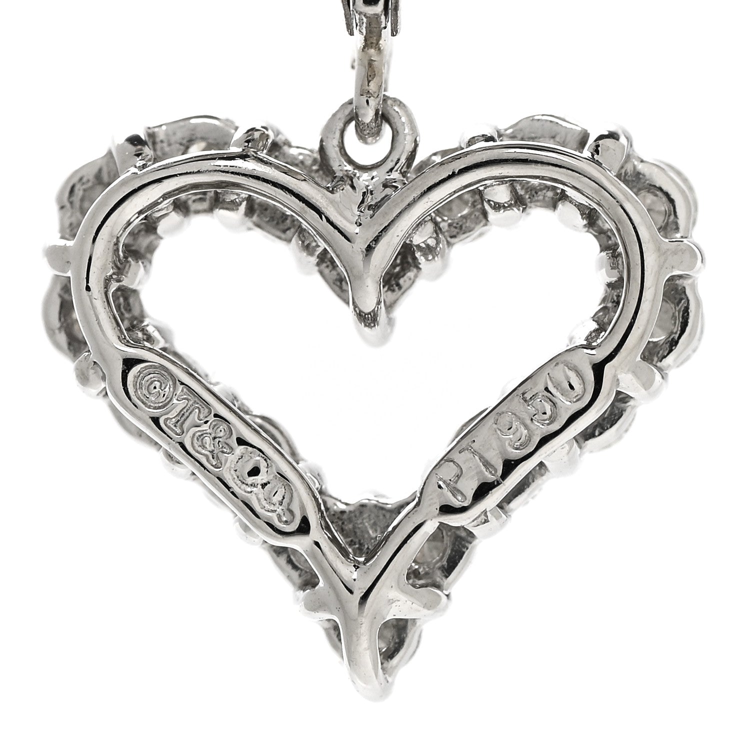 Tiffany Platinum Diamond Heart Drop Earrings 5 of 6