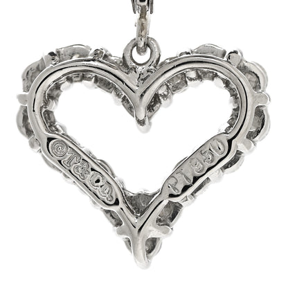 Tiffany Platinum Diamond Heart Drop Earrings 5 of 6
