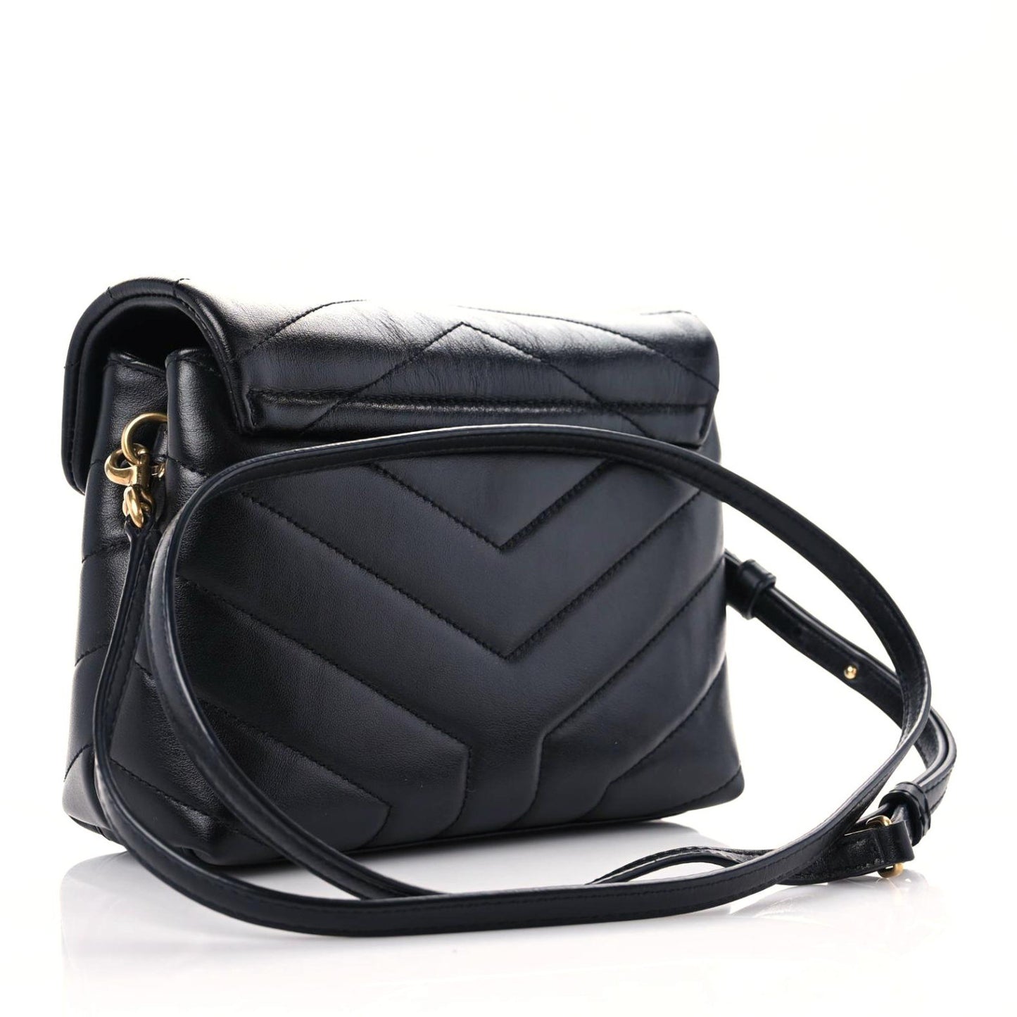 Calfskin Y Quilted Monogram Toy Loulou Crossbody Bag Black