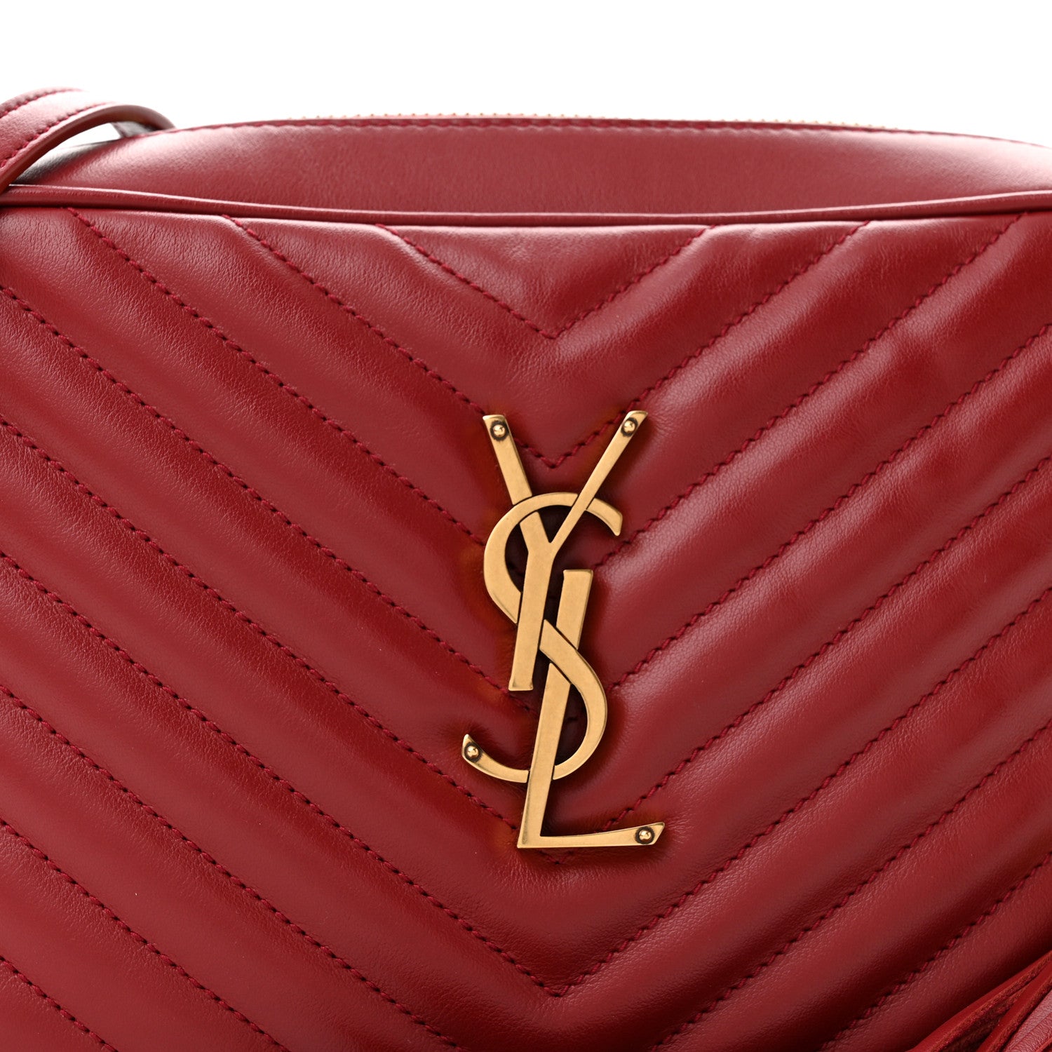 Saint Laurent Calfskin Matelasse Monogram Lou Camera Bag Opyum Red 8 of 10