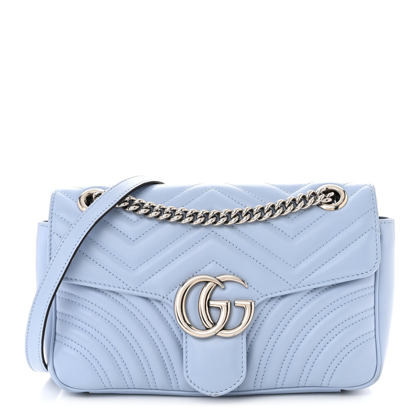 Calfskin Matelasse Small GG Marmont Shoulder Bag Porcelain Light Blue