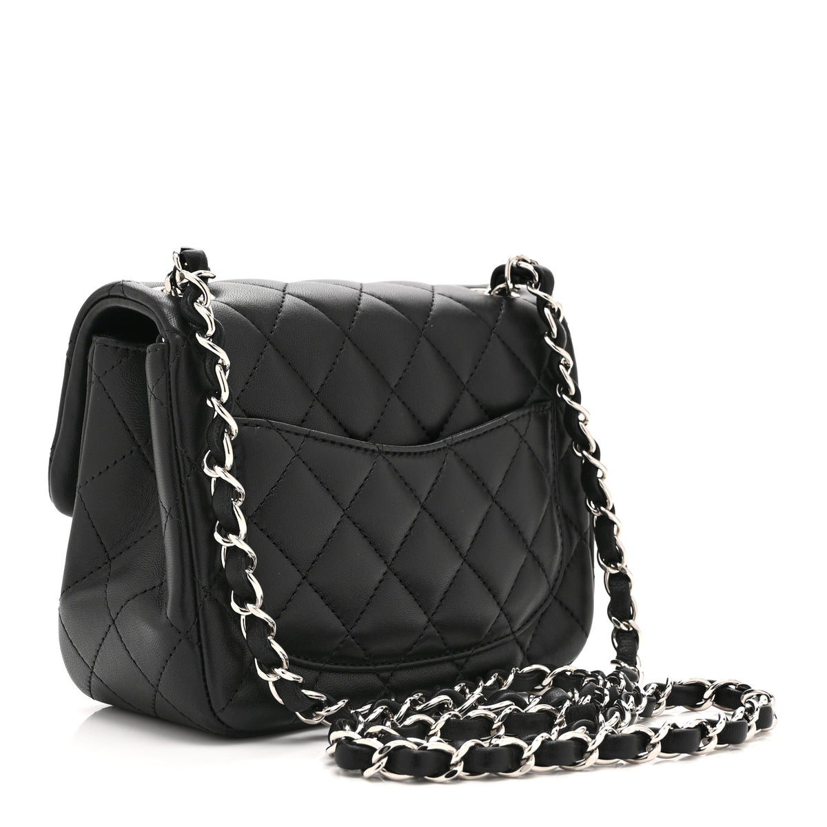 Lambskin Quilted Mini Square Flap Black