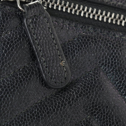 Chanel Iridescent Caviar Chevron Quilted Compact Flap Wallet Black 11 of 11