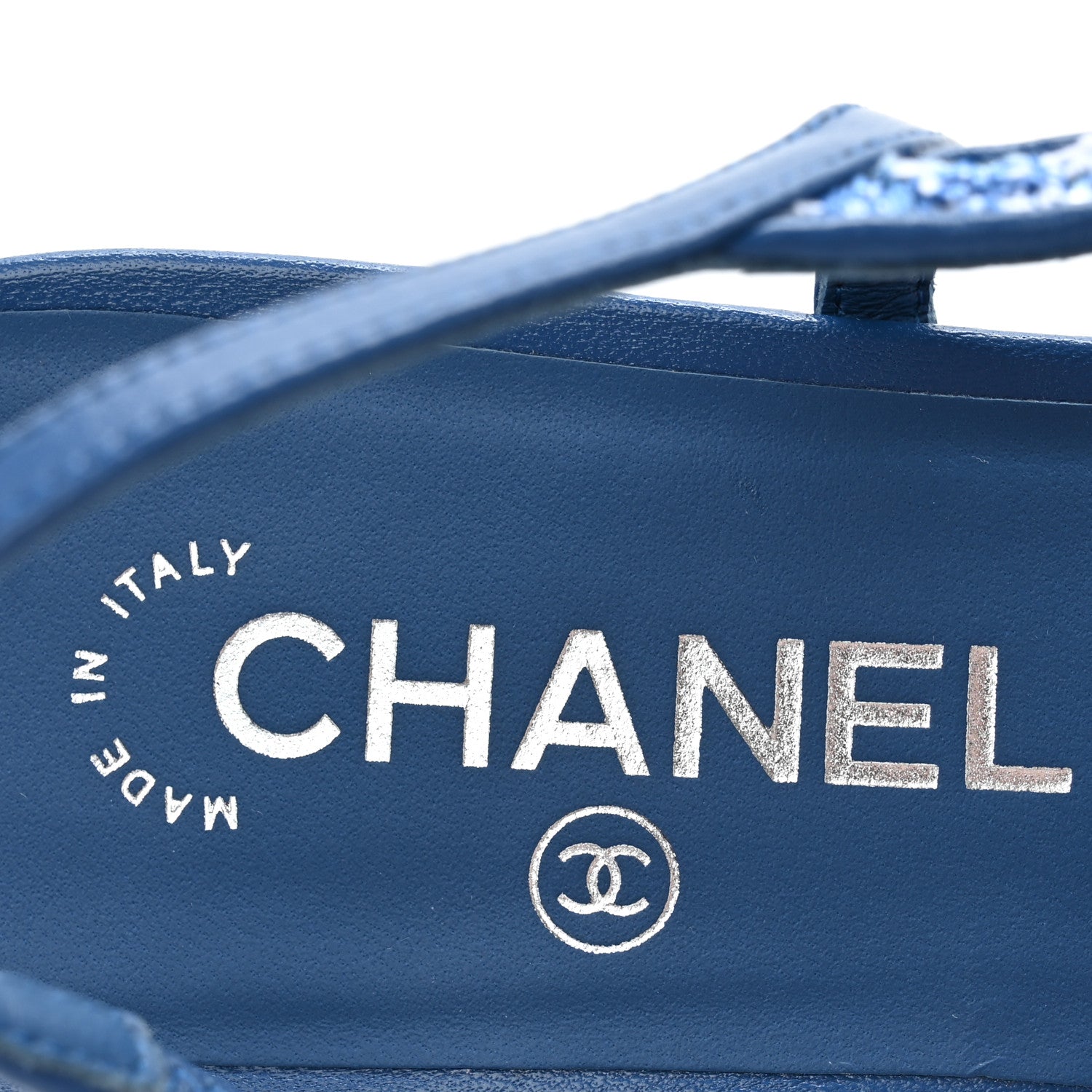 Chanel Tweed Grosgrain Cap Toe Slingback Flats 39.5 Blue White Black 8 of 10