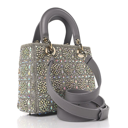 Christian Dior Calfskin Satin Celestial Bead Embroidery Embroidered Small Lady Dior Grey Multicolor 3 of 10