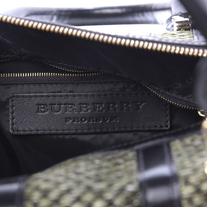 Burberry Calfskin Raffia Prorsum Bowling Bag Green Brown 7 of 16