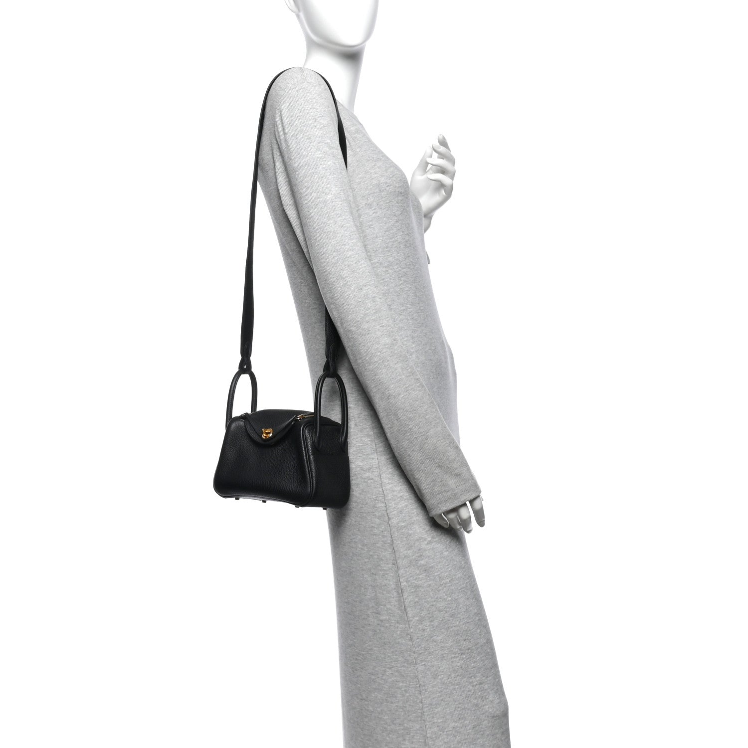 Hermes Taurillon Clemence Mini Lindy 20 Black 2 of 10