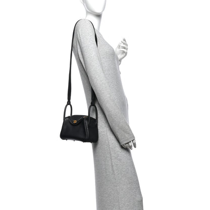 Hermes Taurillon Clemence Mini Lindy 20 Black 2 of 10