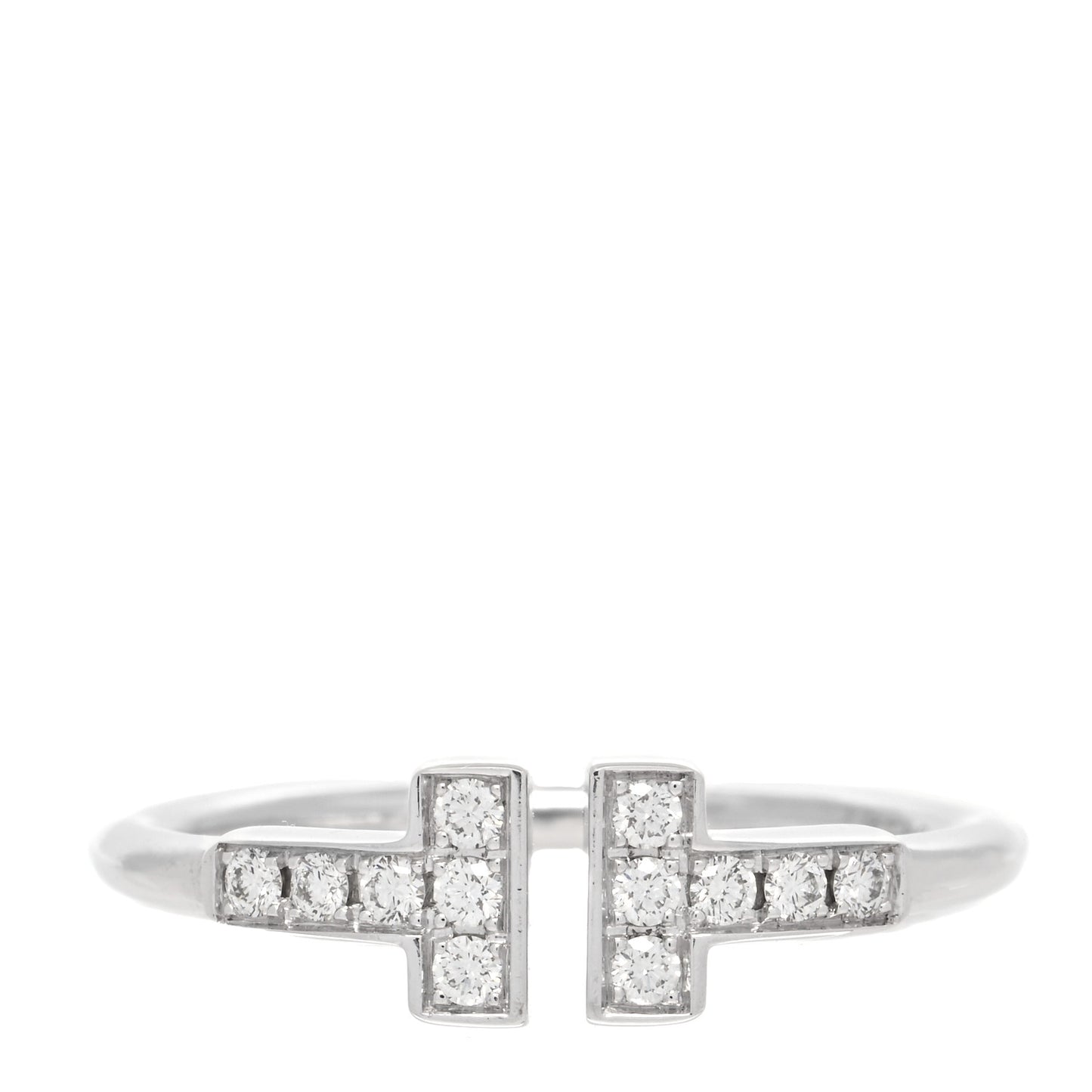 18K White Gold Diamond T Wire Ring 53 6.25