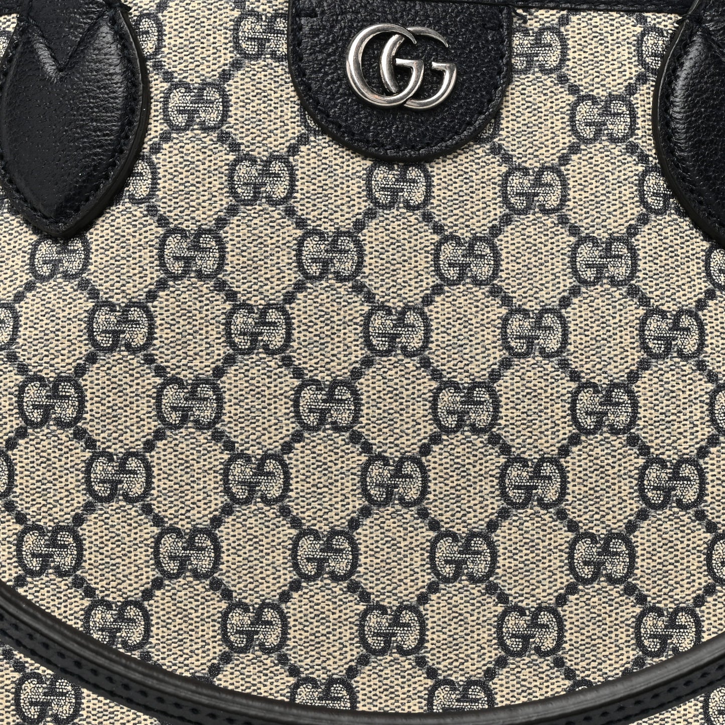 GG Supreme Monogram Textured Dollar Calfskin Medium Ophidia Shoulder Tote Bag Beige Blue