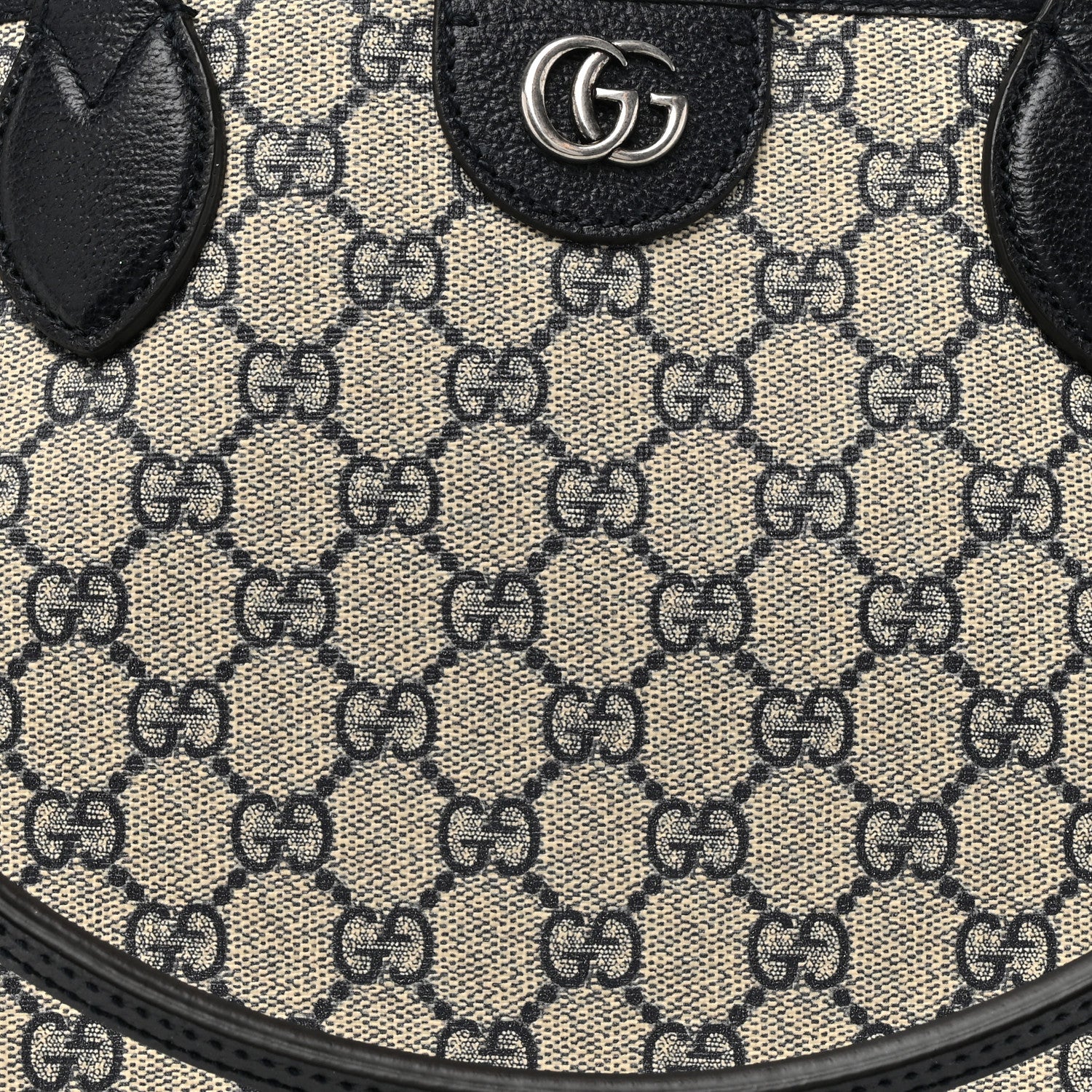 Gucci GG Supreme Monogram Textured Dollar Calfskin Medium Ophidia Shoulder Tote Bag Beige Blue 8 of 12