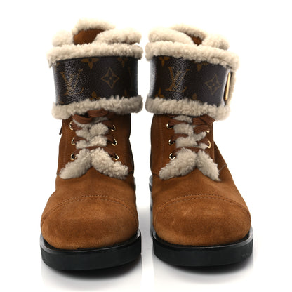 Louis Vuitton Suede Shearling Monogram Wonderland Ranger Boots 39.5 Brown 2 of 7