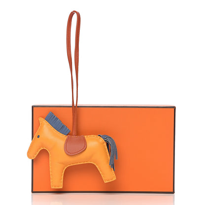 Hermes Milo Lambskin Grigri Rodeo Horse Bag Charm MM Jaune D'Or Bleu Agate Cornaline 5 of 5