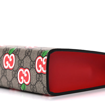 Gucci GG Supreme Monogram Apple Large Cosmetic Case Beige Multicolor Lobster Red 9 of 10