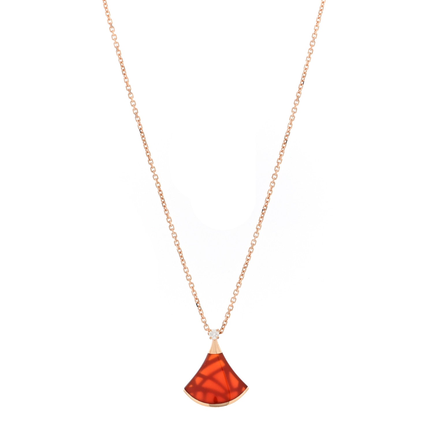 Bulgari 18K Rose Gold Diamond Carnelian Divas' Dream Pendant Necklace 1 of 5