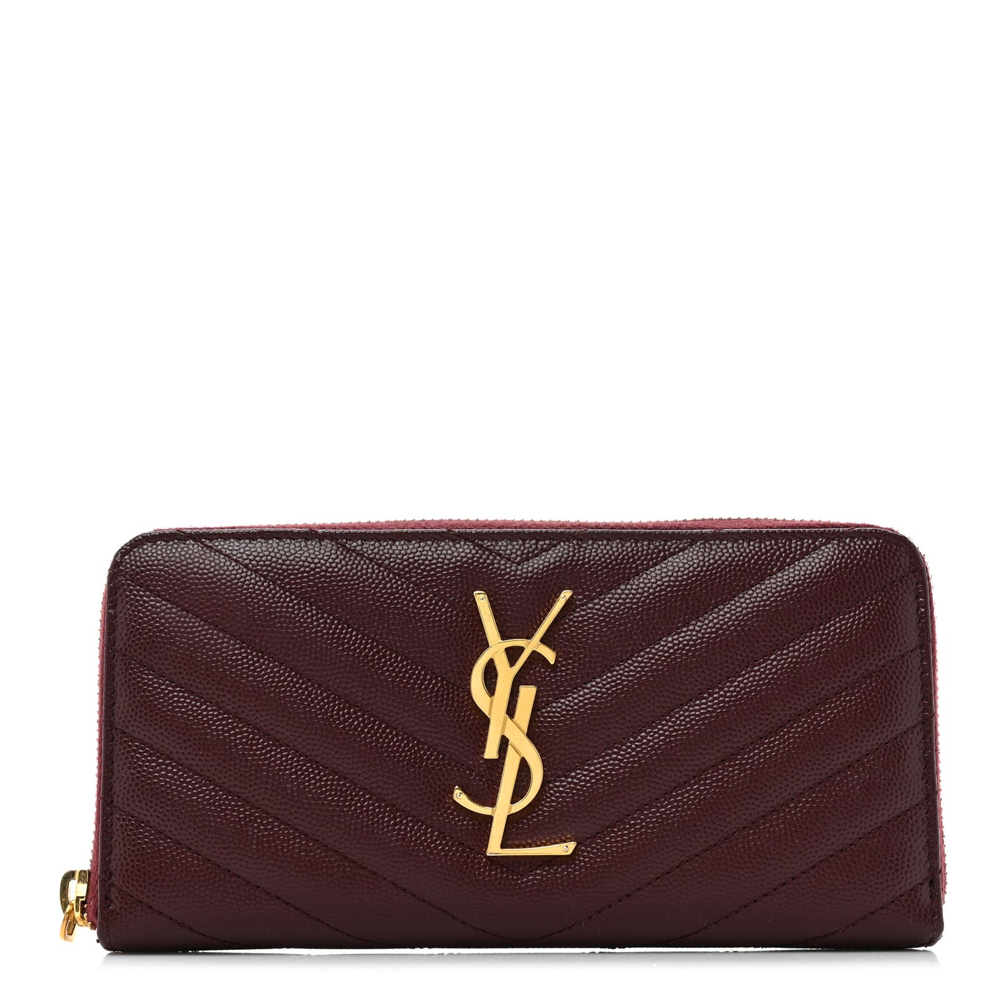 Grain de Poudre Textured Matelasse Chevron Monogram Zip Around Wallet Rouge Legion
