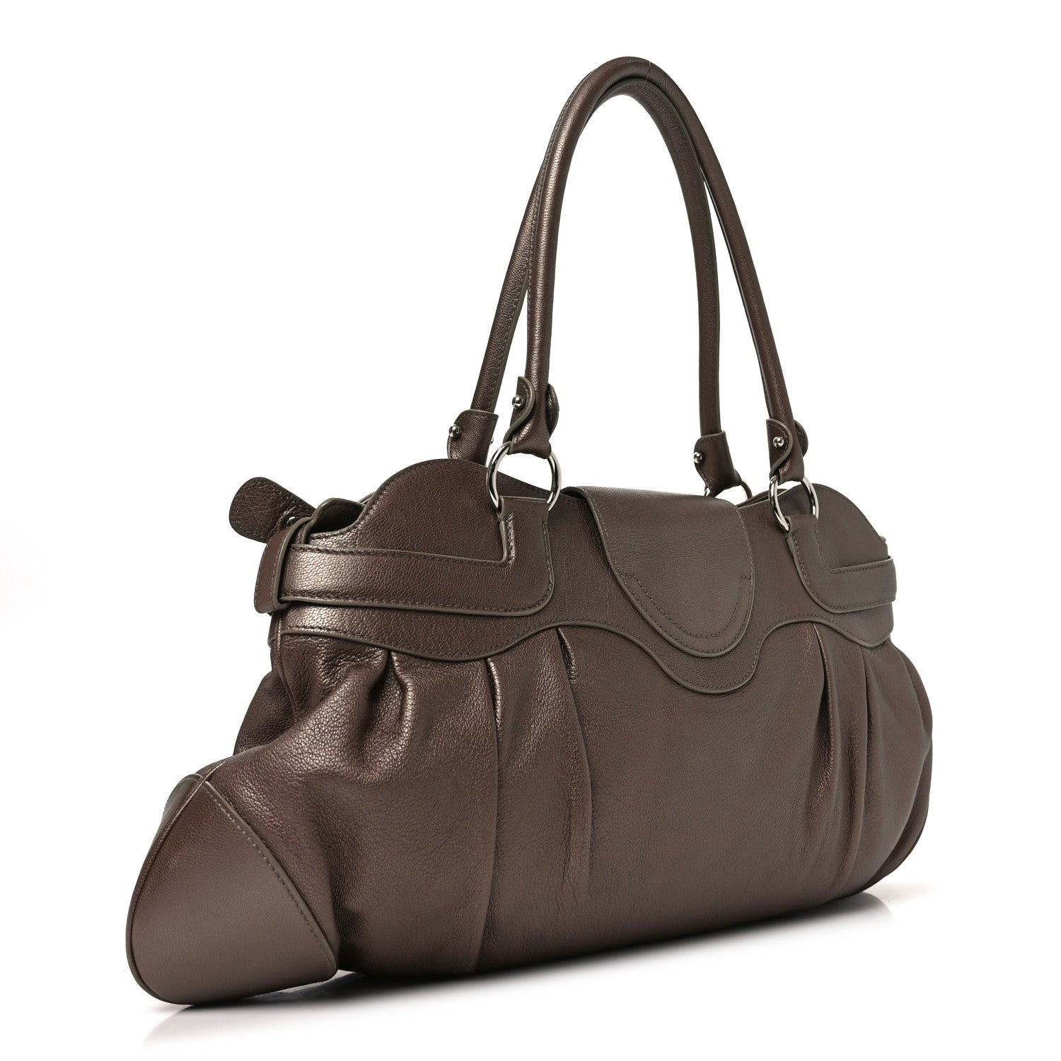 Salvatore Ferragamo Calfskin Marisa Shoulder Bag Bronze 1849761