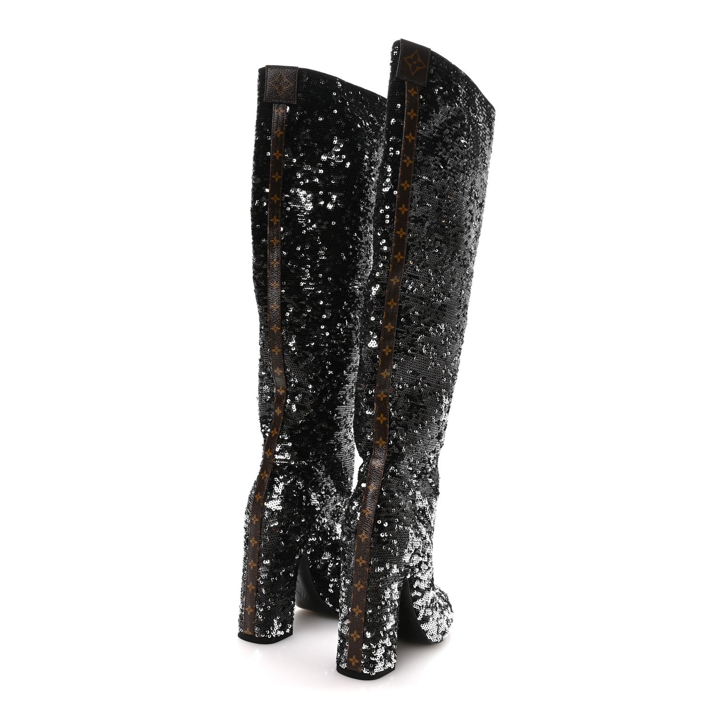 Sequin Donna High Boots 38 Black