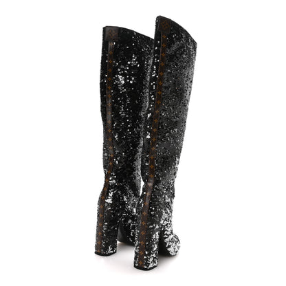 Louis Vuitton Sequin Donna High Boots 38 Black 5 of 8