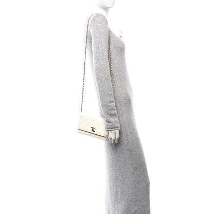 Chanel Caviar Quilted Striated CC Wallet on Chain WOC White 2 of 12