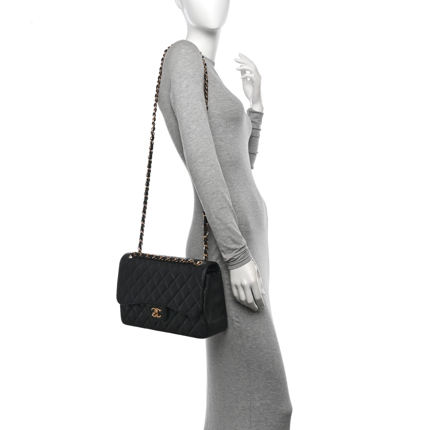 Chanel Caviar Quilted Jumbo Double Flap Black 2 of 10