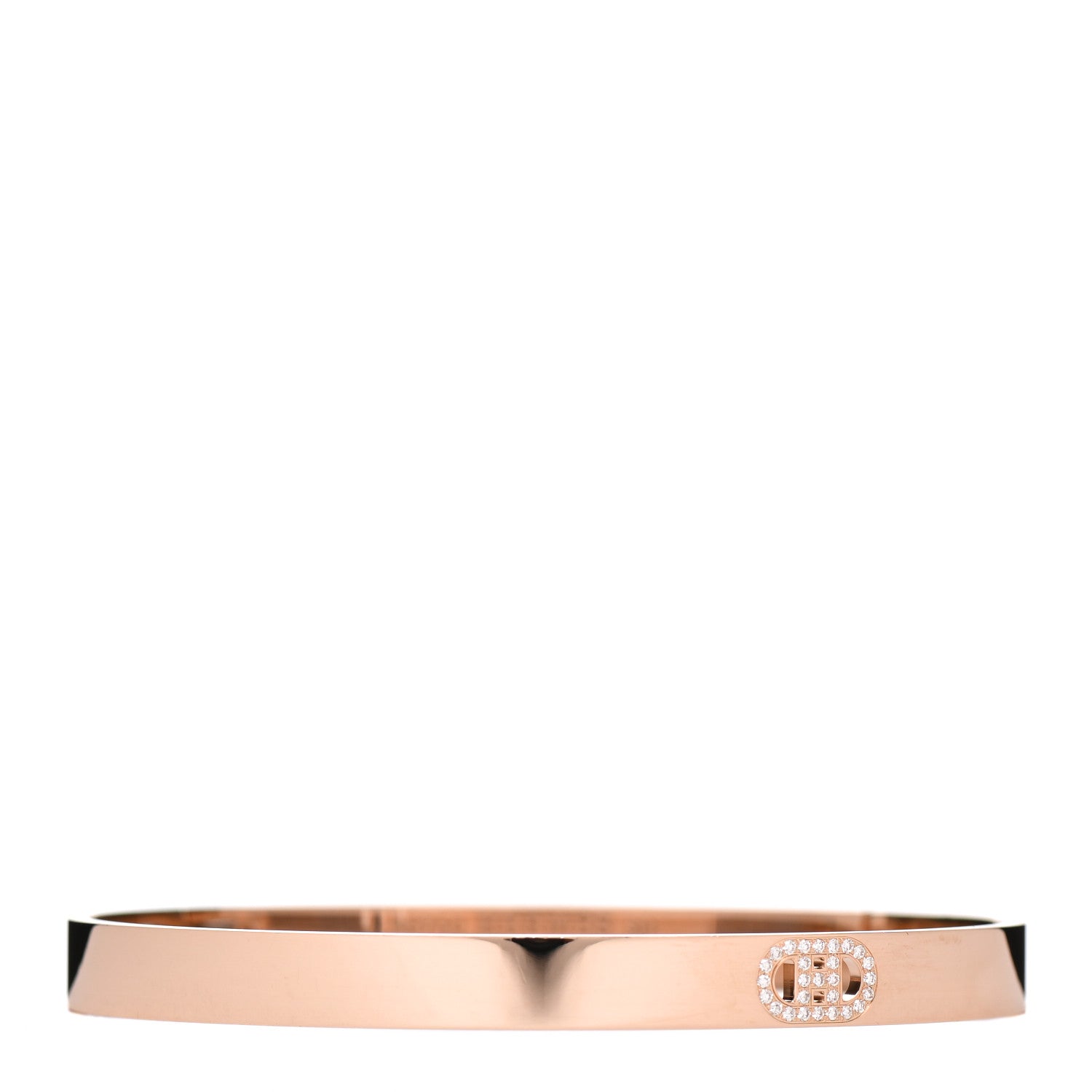 Hermes 18K Rose Gold Diamond PM H D'Ancre Bracelet SH 1 of 4