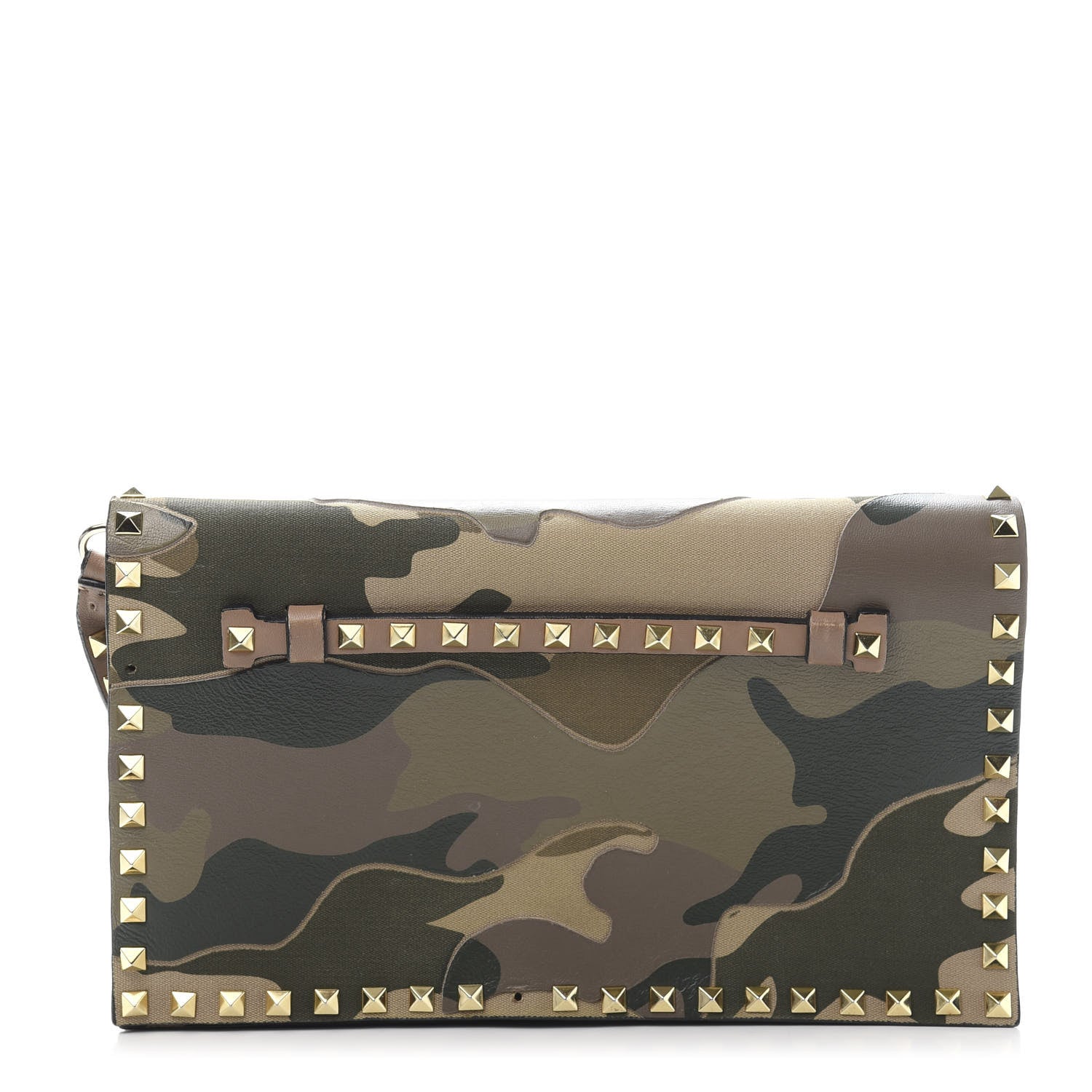 Valentino Garavani Nappa Canvas Camouflage Rockstud Wristlet Clutch Multicolor 1 of 14