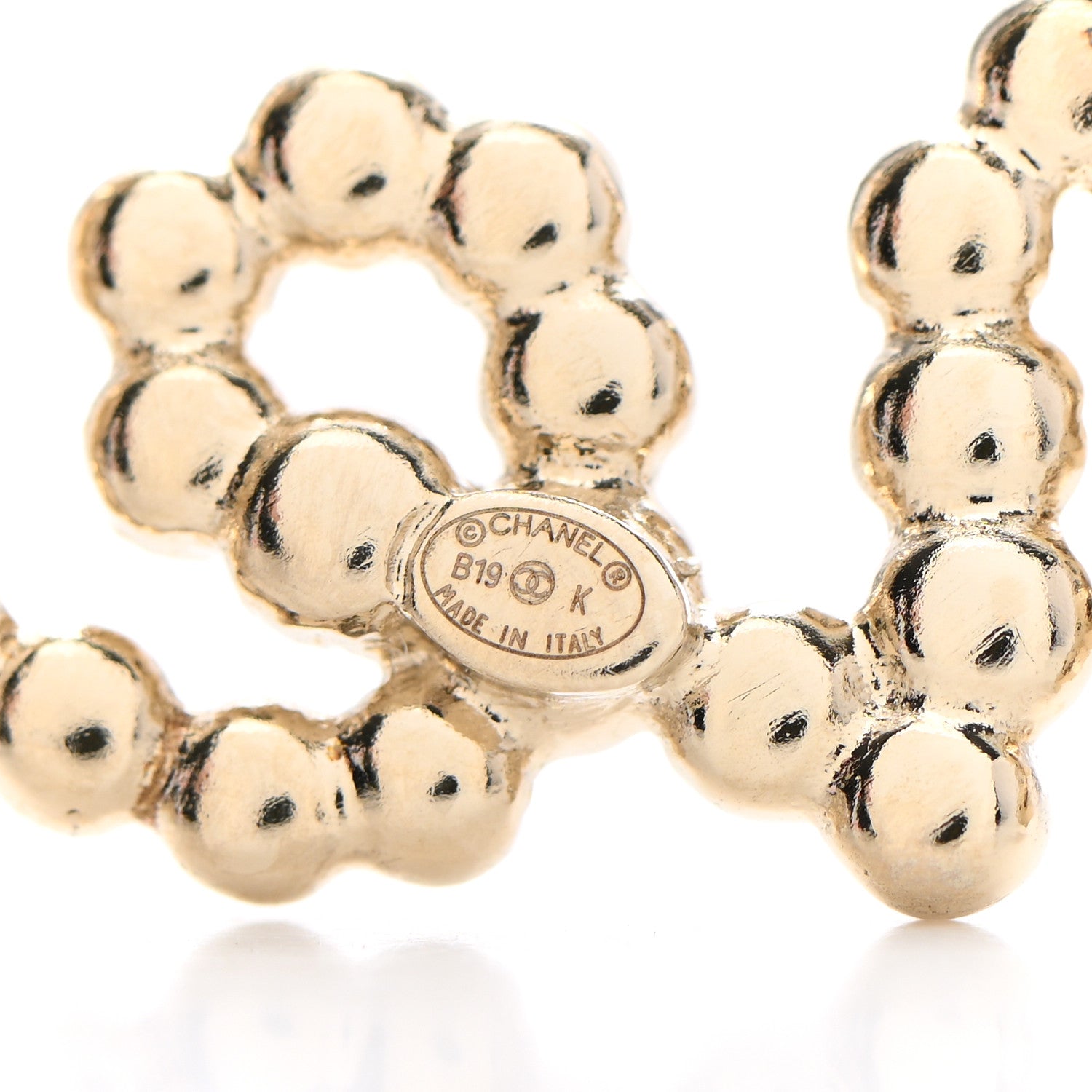 Chanel Metal Glass Swirling Pearls Brooch Pin Gold 5 of 5