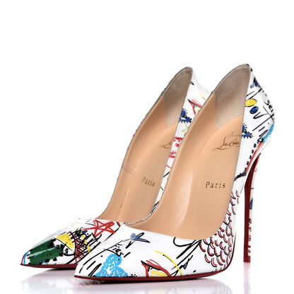 Christian Louboutin Patent Loubitag So Kate 120 Pumps 39.5 White Multi 3 of 8