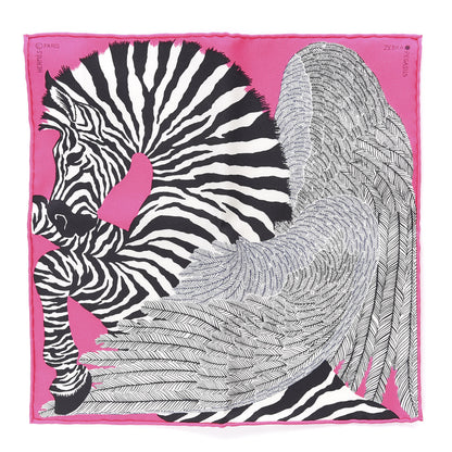 Hermes Silk Carre Zebra Pegasus Nano Scarf 20 Rose Bonbon Black 1 of 2