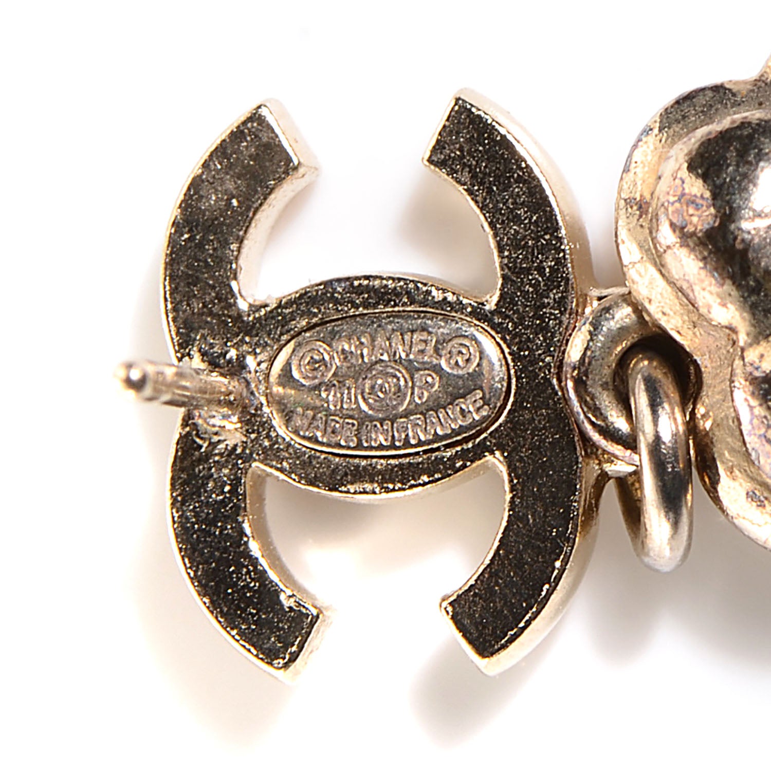 Chanel Crystal CC Camellia Drop Earrings Gold 4 of 5
