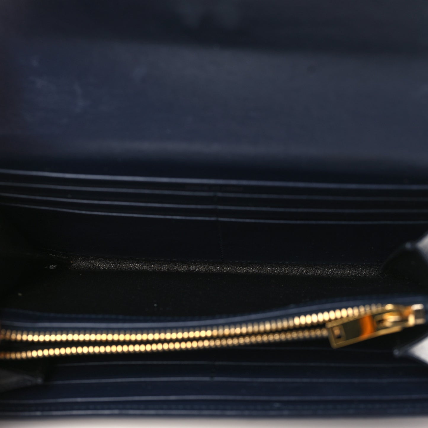 Calfskin Crocodile Embossed Monogram Flap Wallet Navy