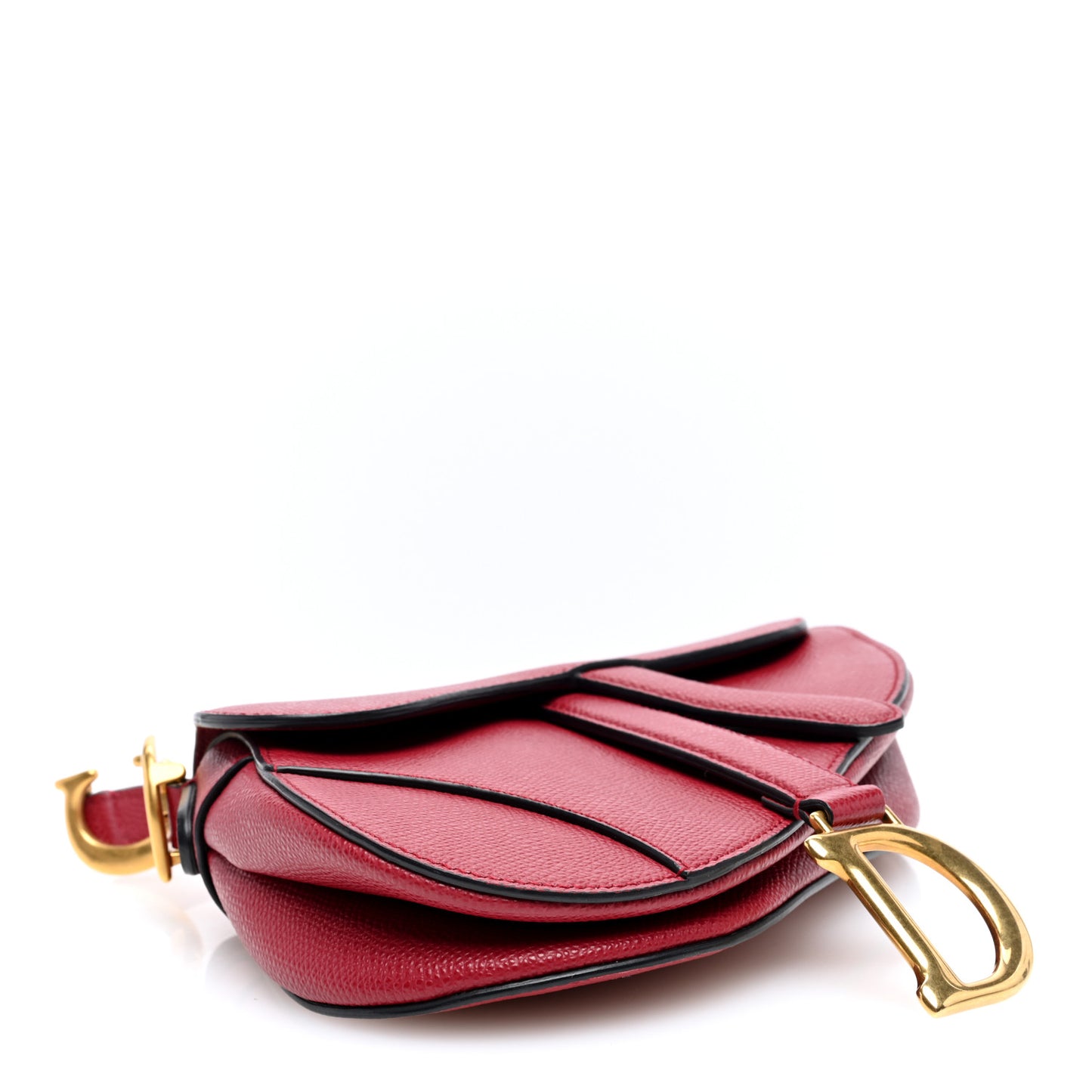 Grained Calfskin Mini Saddle Bag Red