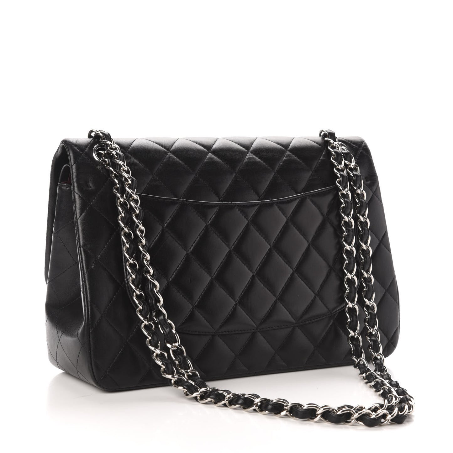 Lambskin Quilted Jumbo Double Flap Black