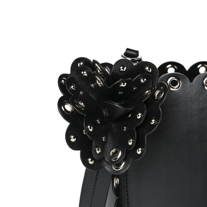 Miu Miu Calfskin Scalloped Grommet Bucket Bag Black 8 of 10