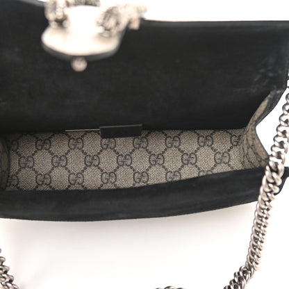 Gucci GG Supreme Monogram Suede Crystal Small Dionysus Shoulder Bag Beige Ebony Black 5 of 9
