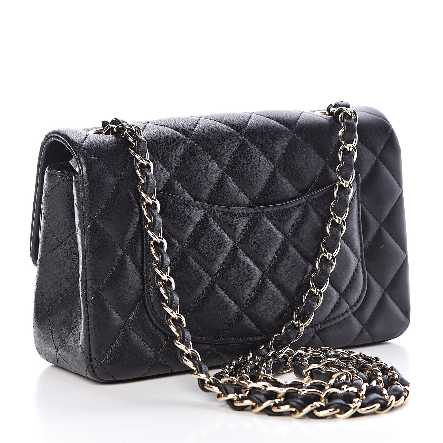 Lambskin Quilted Mini Rectangular Flap Black