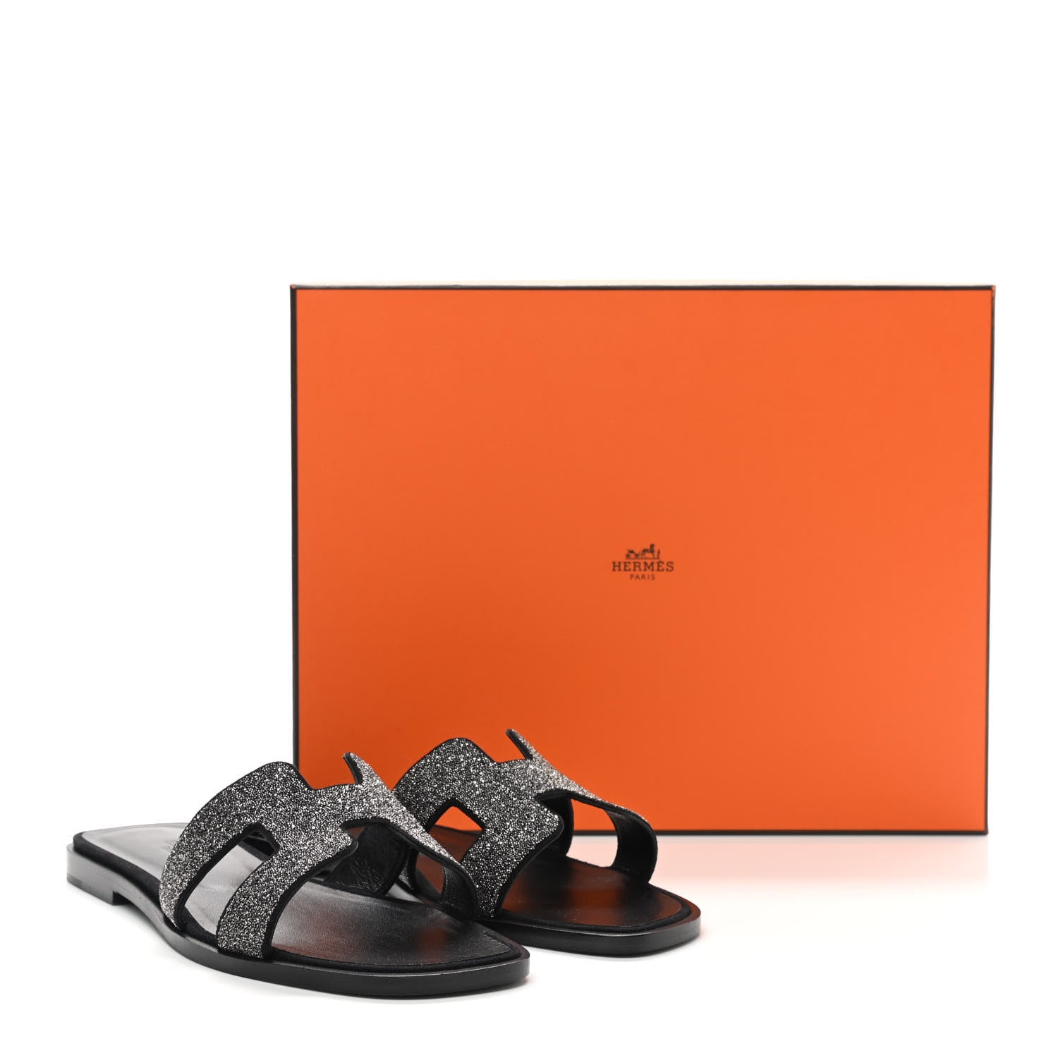 Hermes Velvet Goatskin Crystal Beads Oran Sandals 36.5 Gris Argente Black 9 of 9