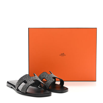 Hermes Velvet Goatskin Crystal Beads Oran Sandals 36.5 Gris Argente Black 9 of 9