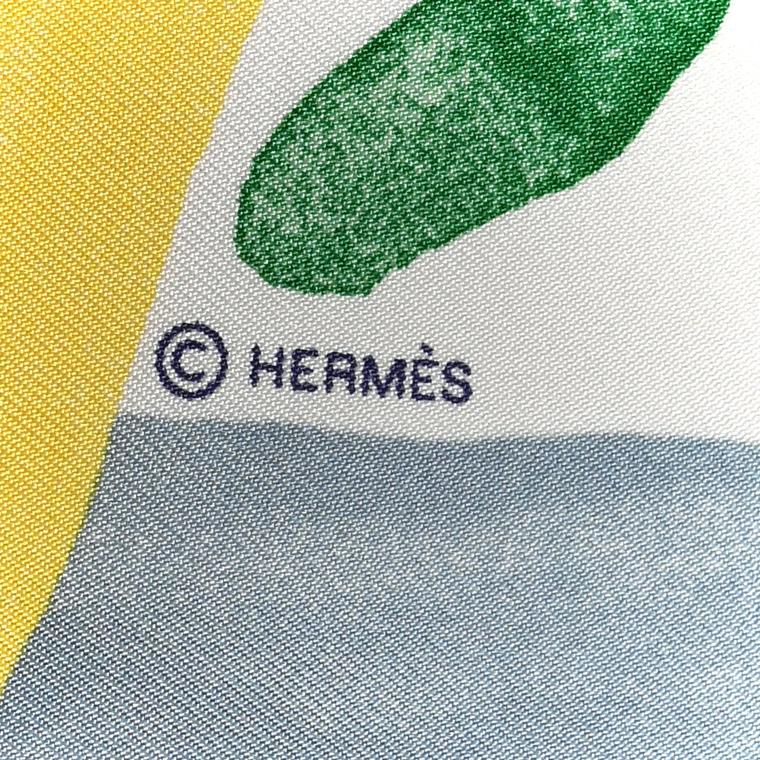 Hermes Silk Twill Le Cavalier a la Trompette Scarf 90 White Vert Bleu 4 of 5