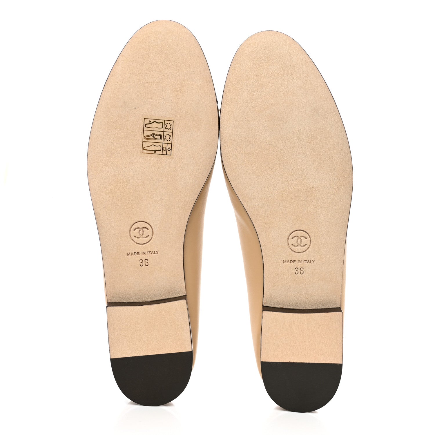 Chanel Lambskin Cap Toe CC Ballerina Flats 36 Beige Black 5 of 9
