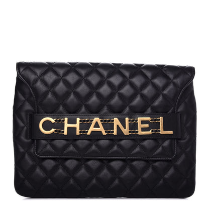 Chanel Calfskin Quilted Logo Flap Case Black 1 of 8