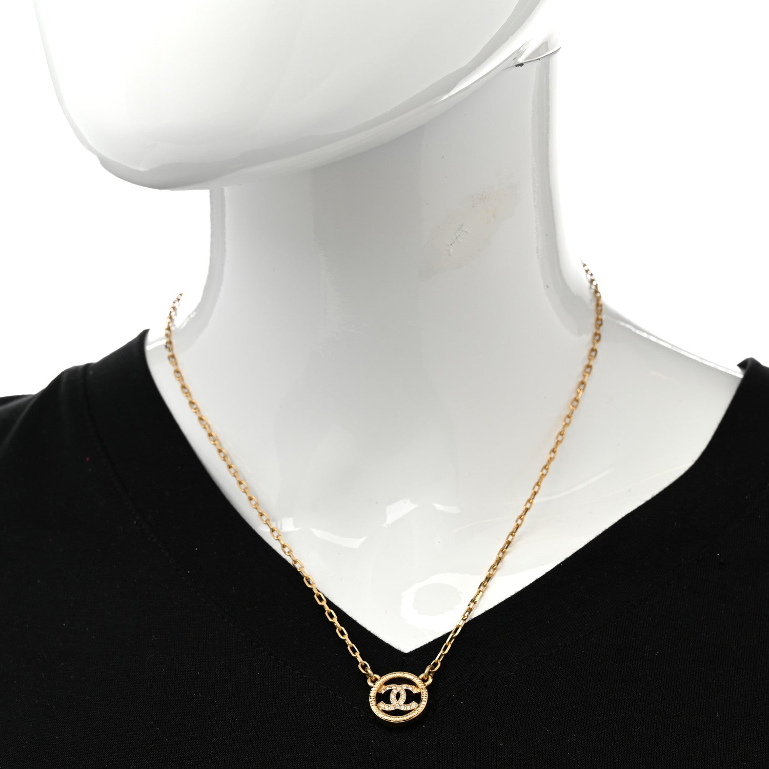Chanel Pearl Crystal CC Pendant Necklace Gold 2 of 7