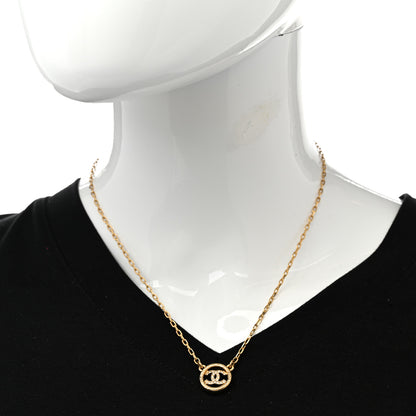 Chanel Pearl Crystal CC Pendant Necklace Gold 2 of 7