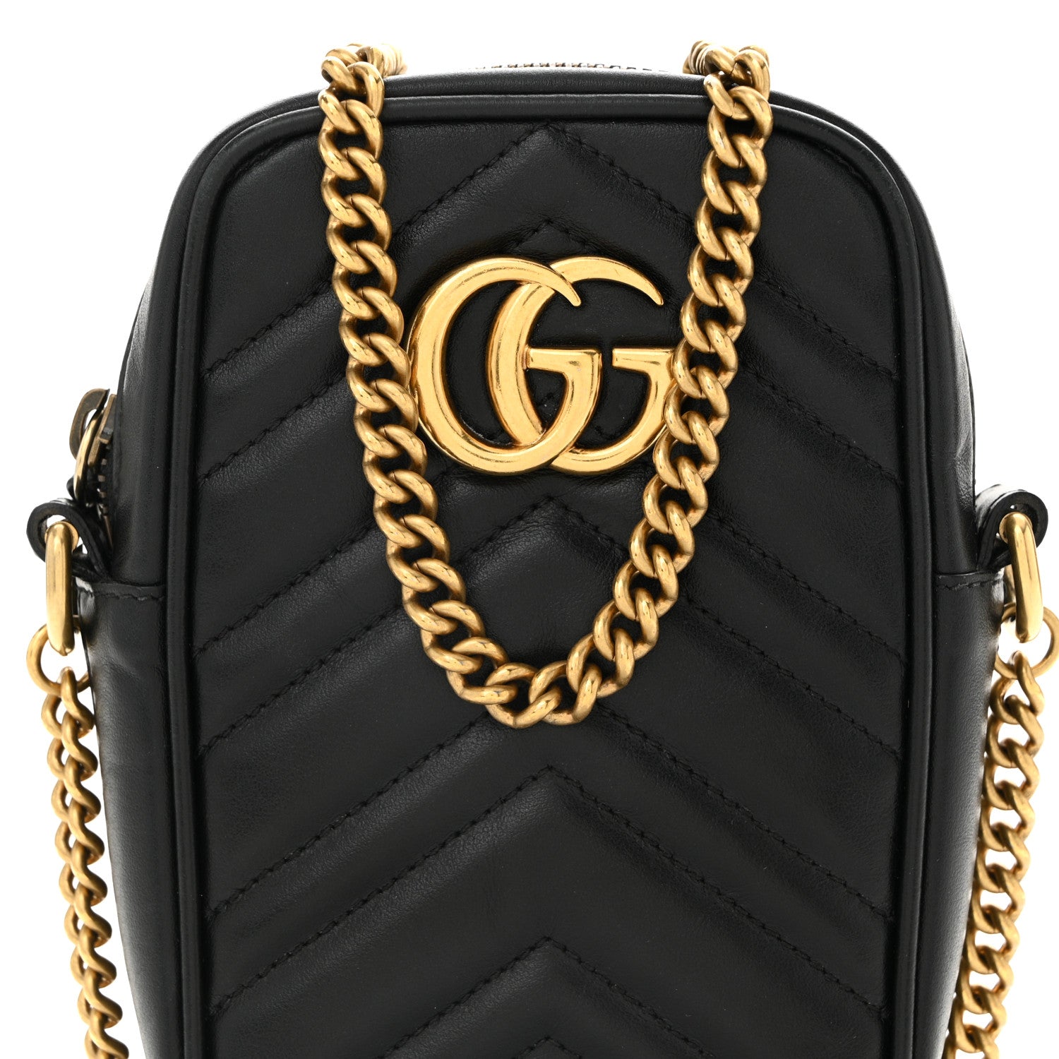 Gucci Calfskin Matelasse Mini GG Marmont Crossbody Bag Black 8 of 12