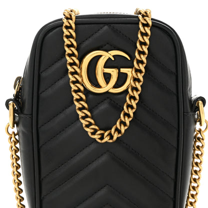 Gucci Calfskin Matelasse Mini GG Marmont Crossbody Bag Black 8 of 12