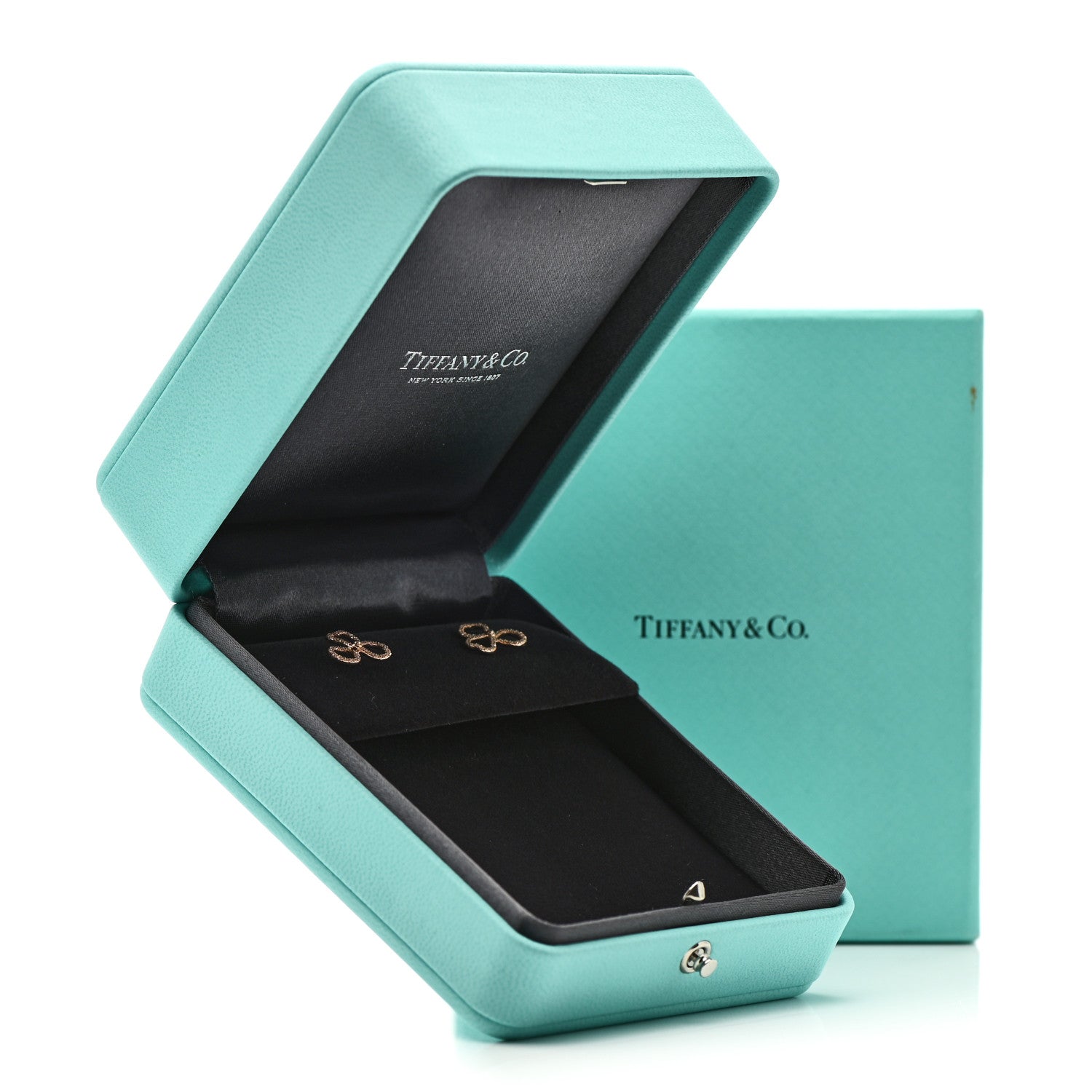 Tiffany 18K Rose Gold Diamond Paper Flowers Open Flower Earrings 5 of 5