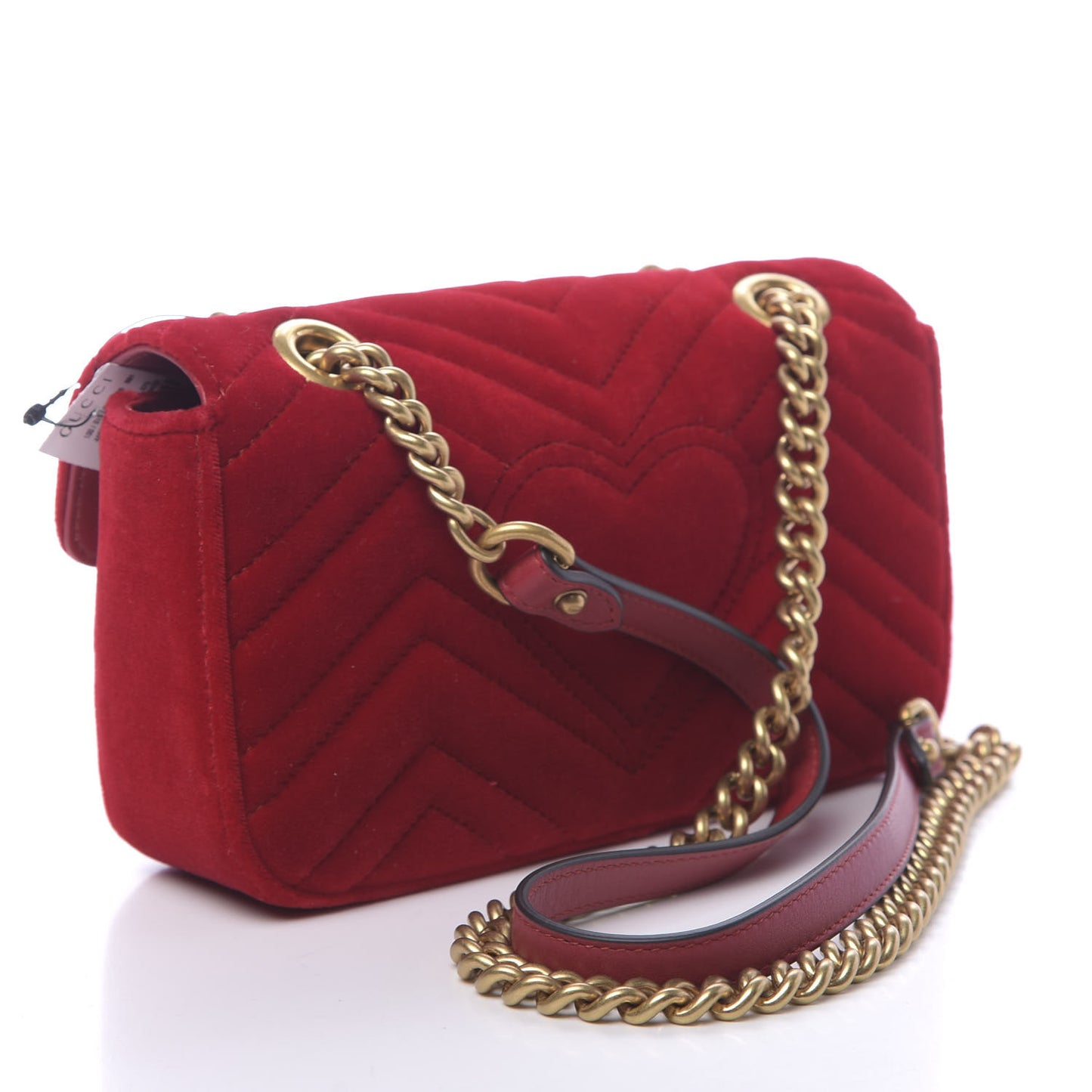 Velvet Matelasse Mini GG Marmont Shoulder Bag Hibiscus Red