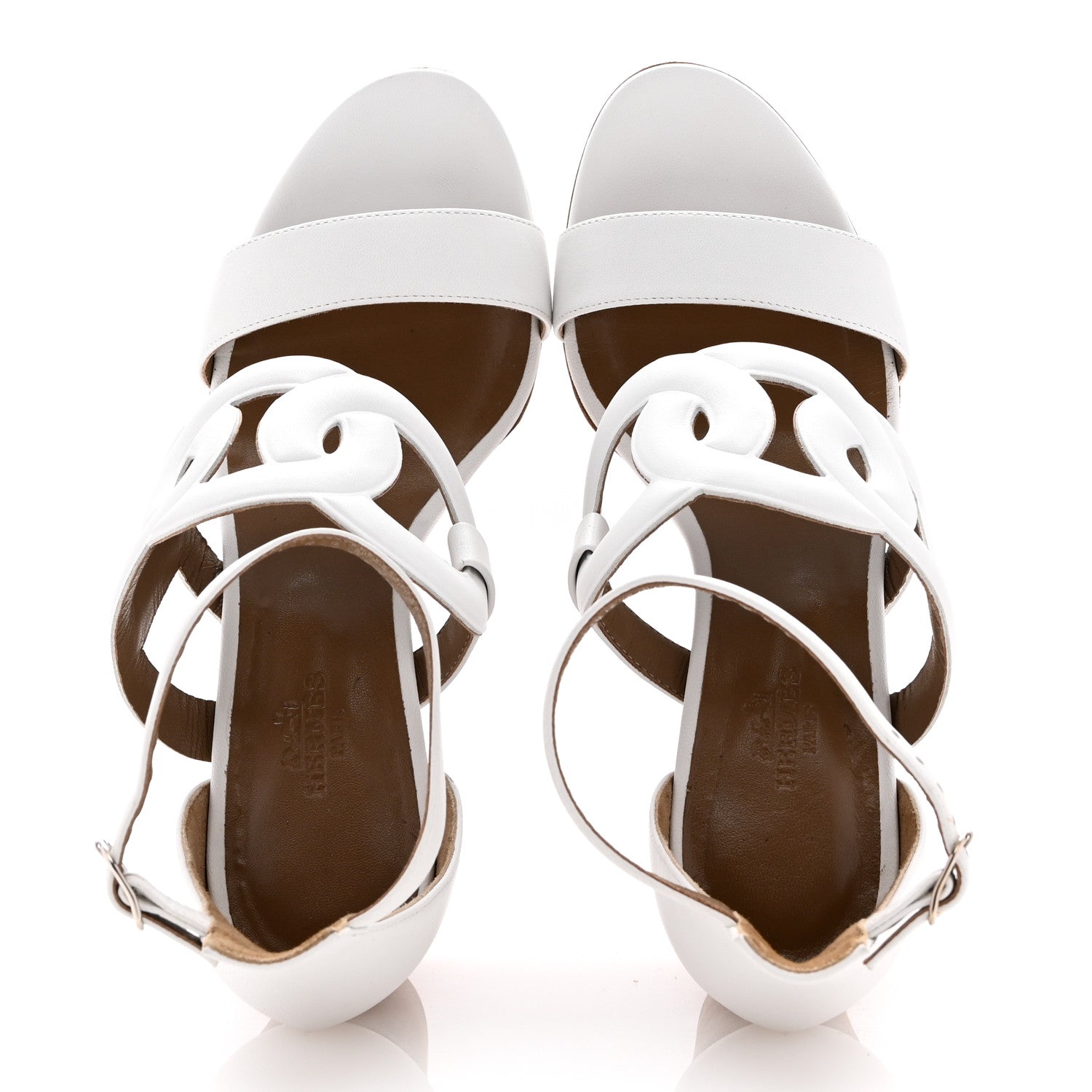 Hermes Nappa Brisbane Wedge Sandals 37 White 2 of 12