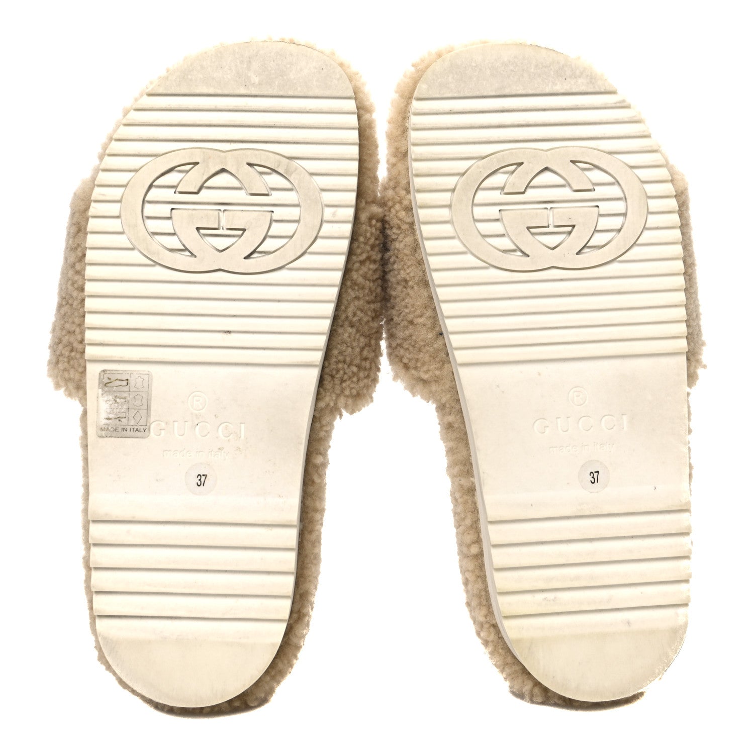 Gucci Shearling Womens Eileen Slide Sandals 37 Cocoa Butterscotch 7 of 10